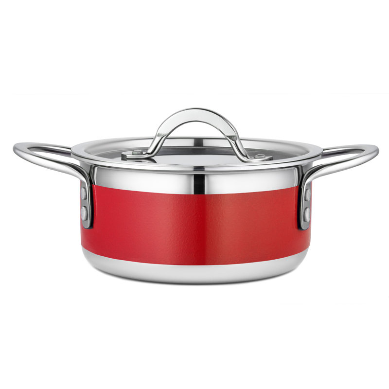 Marmite en acier inoxydable avec couvercle Bon Chef, 0,69 pte, Rouge