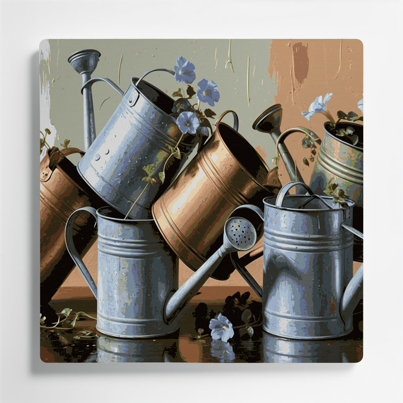 «Farm Farming Cans», art mural en métal gris, H 8 po x l 8 po