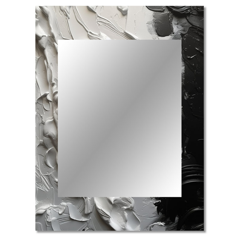White And Black Tranquility Unleashed VI - Marble Mirror, Modern Decorative Wall Mirror, Printed Metal Art, 40" x 30"