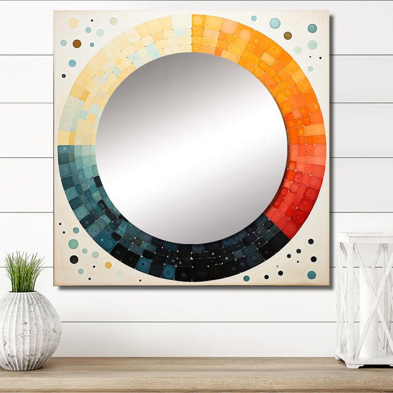 Mid Century Sleek Serenity - miroir mural carré Mid-Century pour salle de bain, 23 po x 23 po