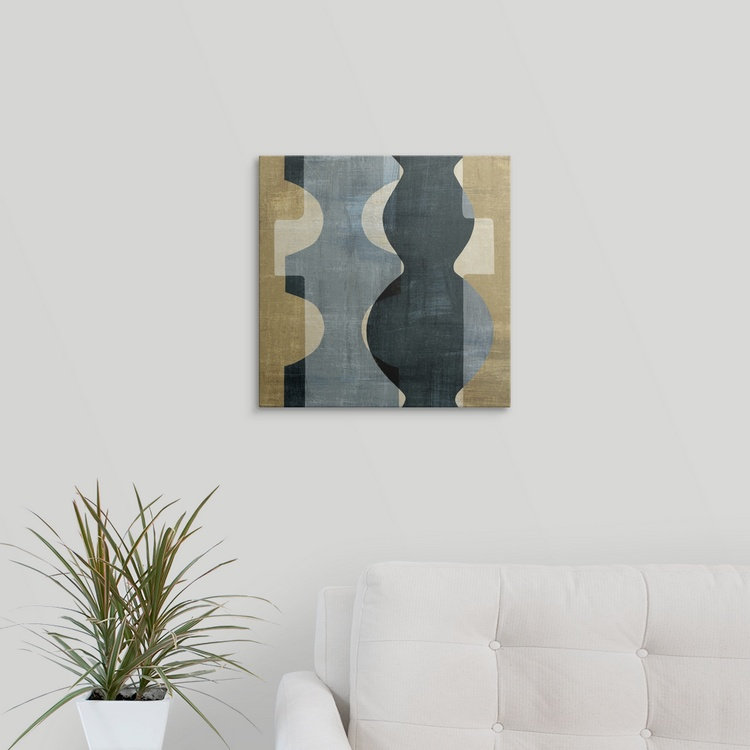 Geometric Deco " Geometric Deco II ", 16" H x 16" W x 1.5" D, Canvas