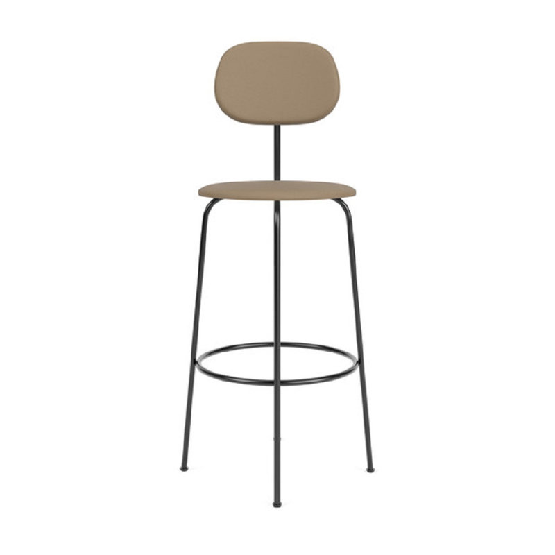 Afteroom Upholstered Stool with Metal Frame, Counter Stool (25" Seat Height), Brown Leather