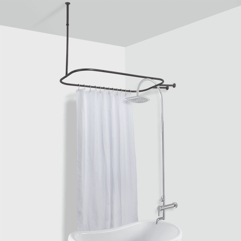 Utopia Alley Rustproof Aluminum Hoop Shower Rod With Ceiling Support for Clawfoot Tub, 54 Inch Extra Large Size by 26 Inch