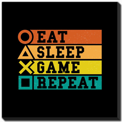 Eat Sleep Game Repeat Canvas Wall Art