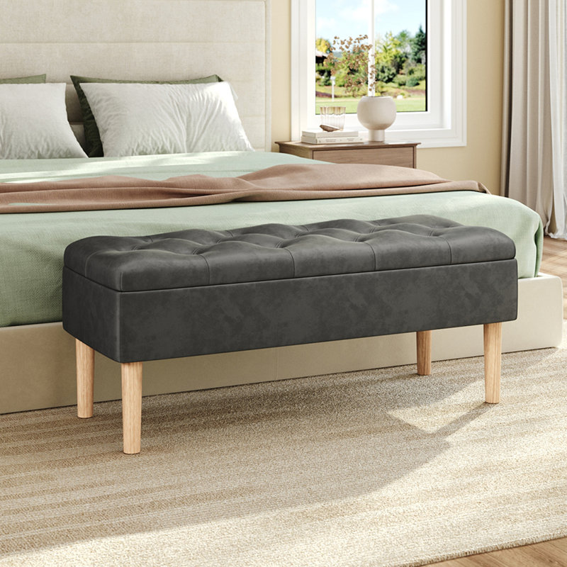 Jase Upholstered Storage Bench, Grey