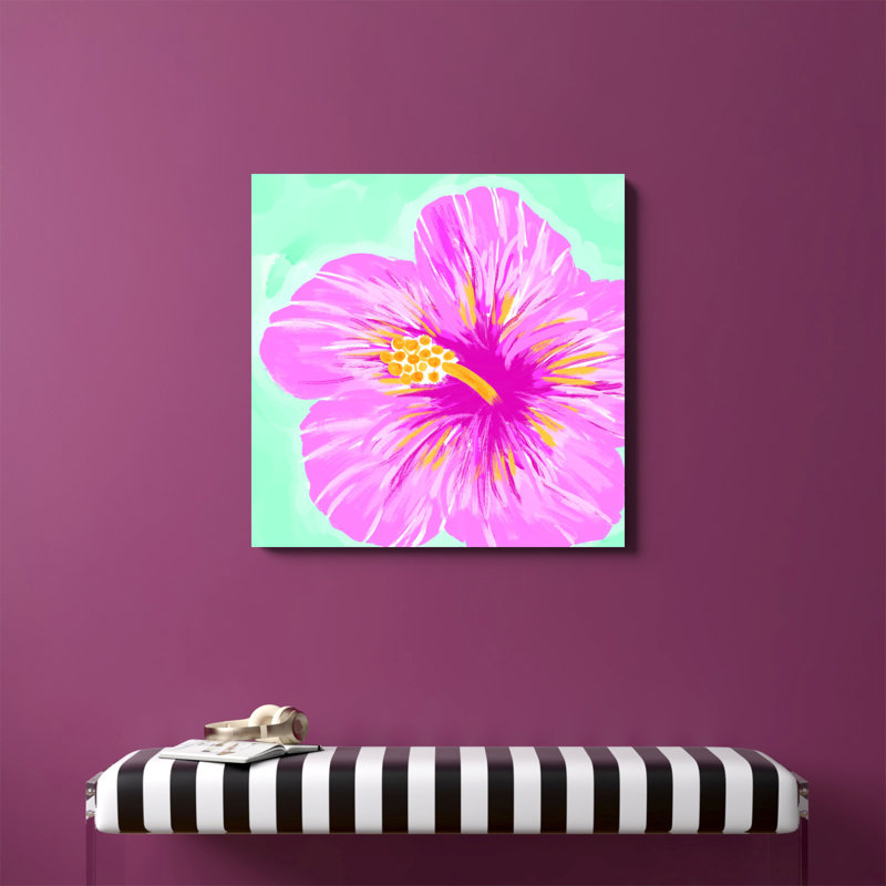 Hibiscus d'Hawaï - peinture sur toile tendue, H 30 po x l 30 po