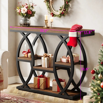 39.5" Console Table, Industrial Sofa Entryway Table With 4-Tier Storage Shelves