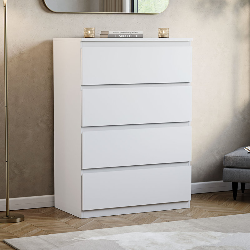 Cunha 4 Drawer Chest Modern Bedroom Furniture , White