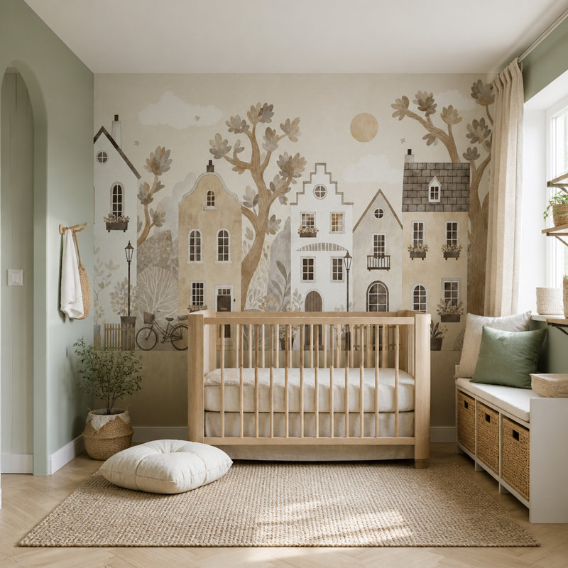 Décoration murale européenne European Water Village, 200 po x 120 po, Non tissé