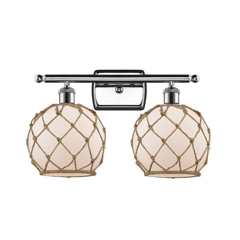 Éclairage pour salle de bain à intensité variable 2 lumières Arriola, Blanc / Brun, Ampoule à DEL rétro de 6 watts