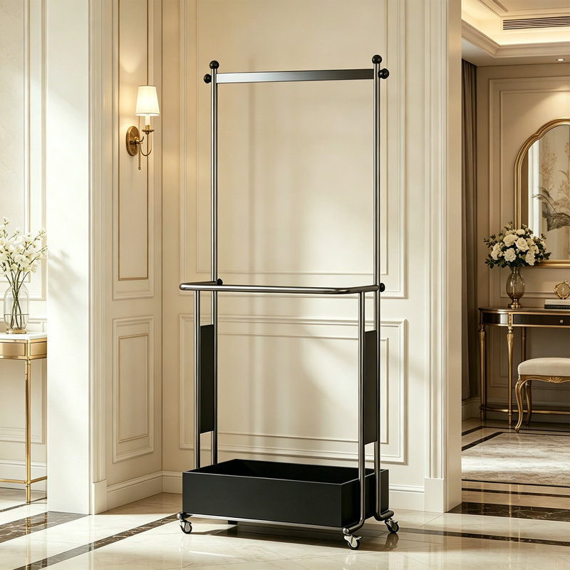 Portemanteaux double avec bac de rangement, Black