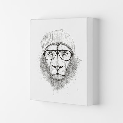 Cool Hipster Lion by Mercedes Lopes Charro - Print