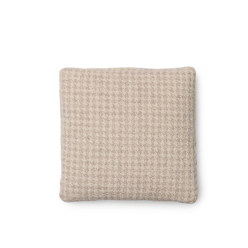 Betty Houndstooth Square Cushion, Pied De Poule Beige