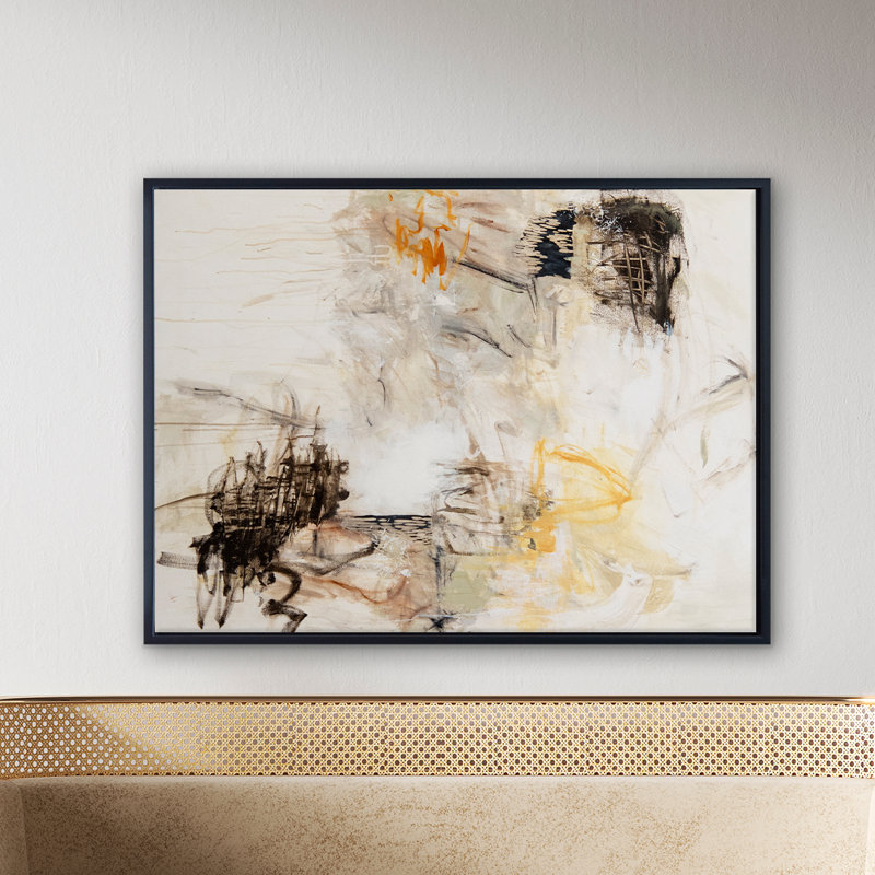 Remaining Neutral Print by Patricia Schwimmer, Black Framed Canvas, 30" H x 40" W x 2.375" D