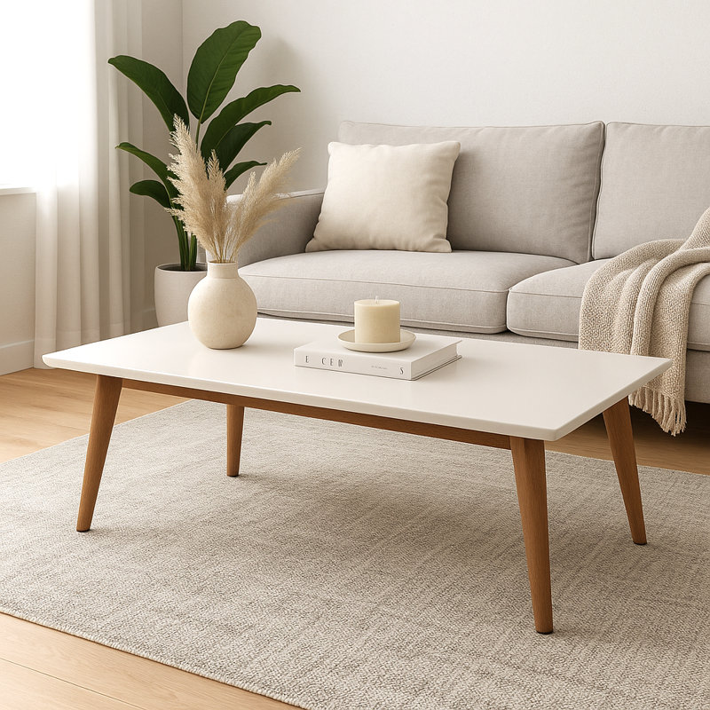 Table basse rectangulaire contemporaine blanche Utopia, Blanc brillant