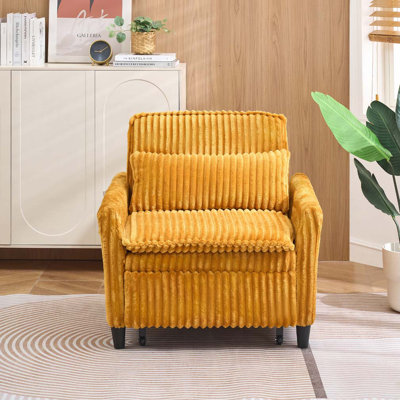Corduroy Fabric Accent Club Armchair with a pillow