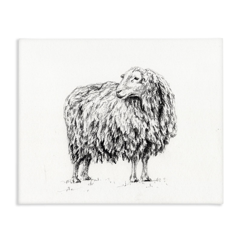 Mouton en toile gris anthracite, design par Leah Noel Art, H 24 po x l 30 po