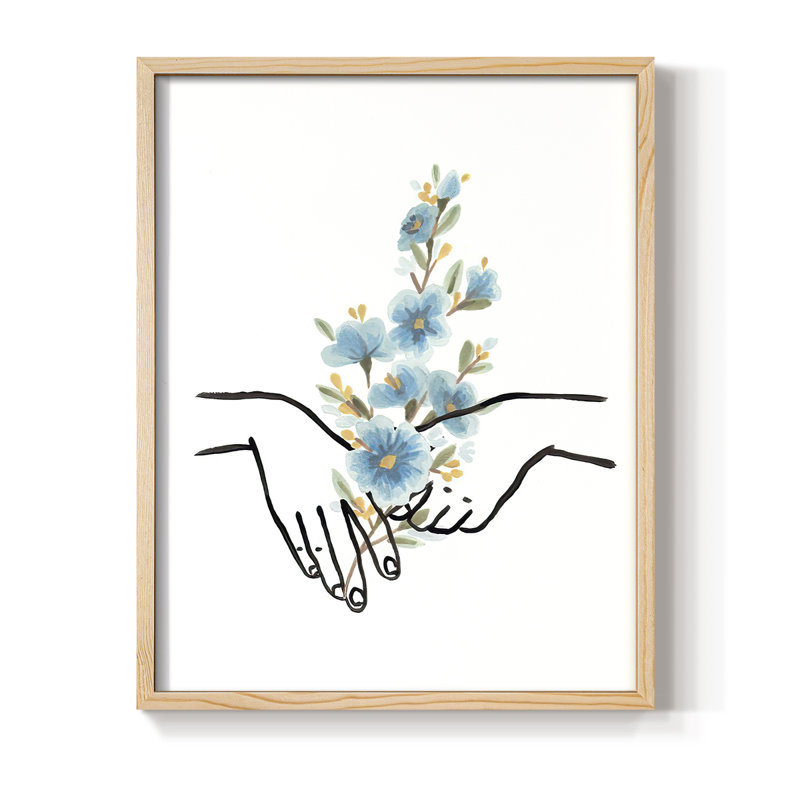 HandsAndFlowersIV Framed Print - Solid Wood, Natural, 11" H x 9" W