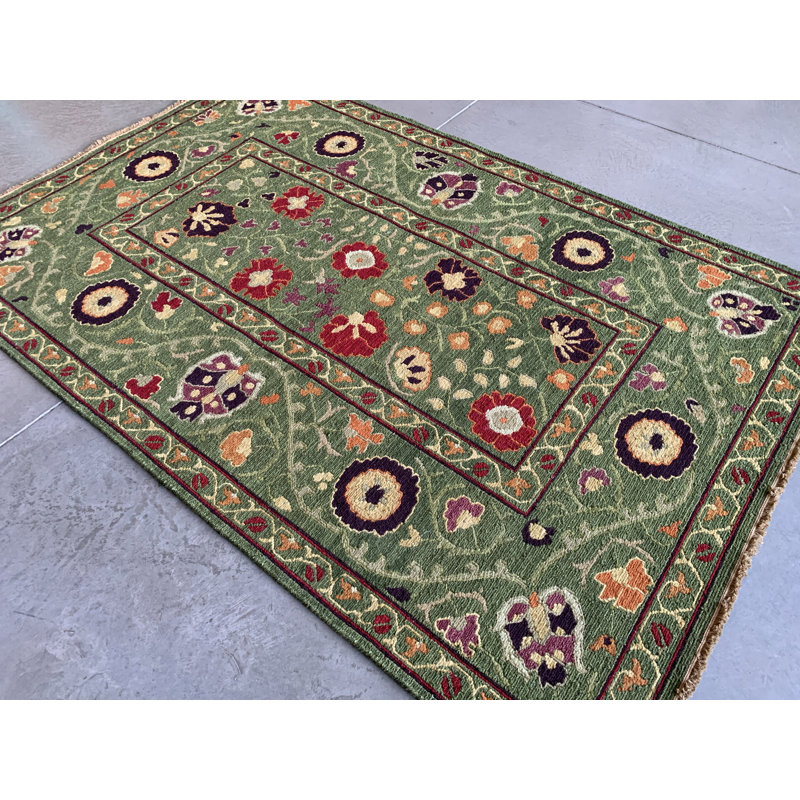 SUZANI 13 GREEN, Rectangle 4' x 6'