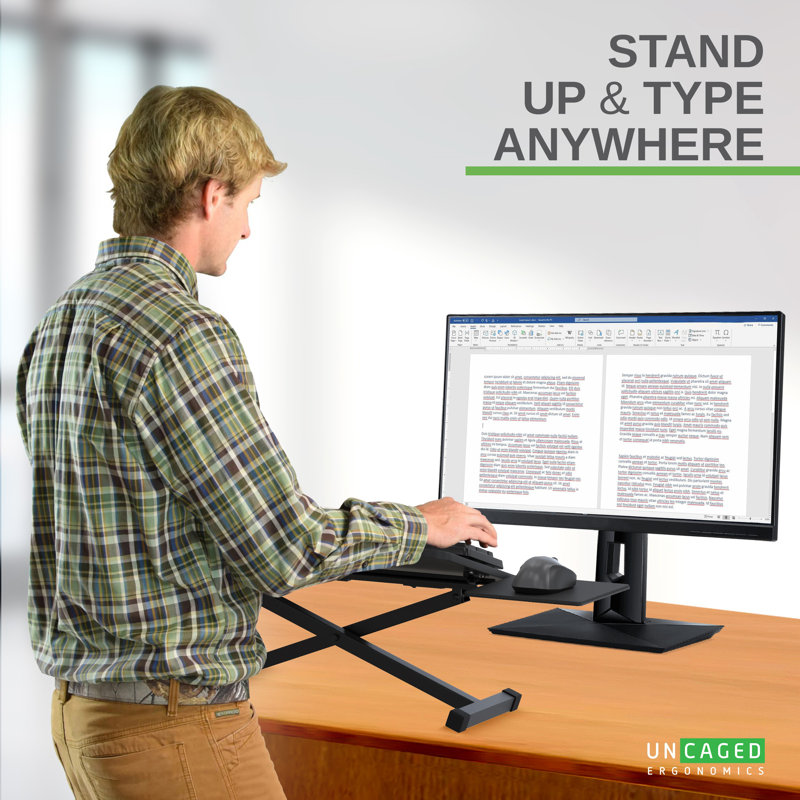 Adjustable Black Metal Ergonomic Keyboard Stand with Mouse Pad