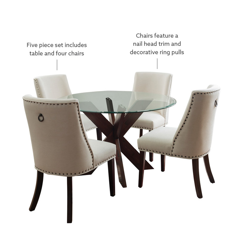 Lark Manor™ Alejoa 4-Person 48” Round Glass Top Dining Set