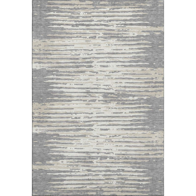Tapis gris Prisco lavable à la machine de qualité supérieure, Rectangle 2 pi 6 po x 3 pi 10 po