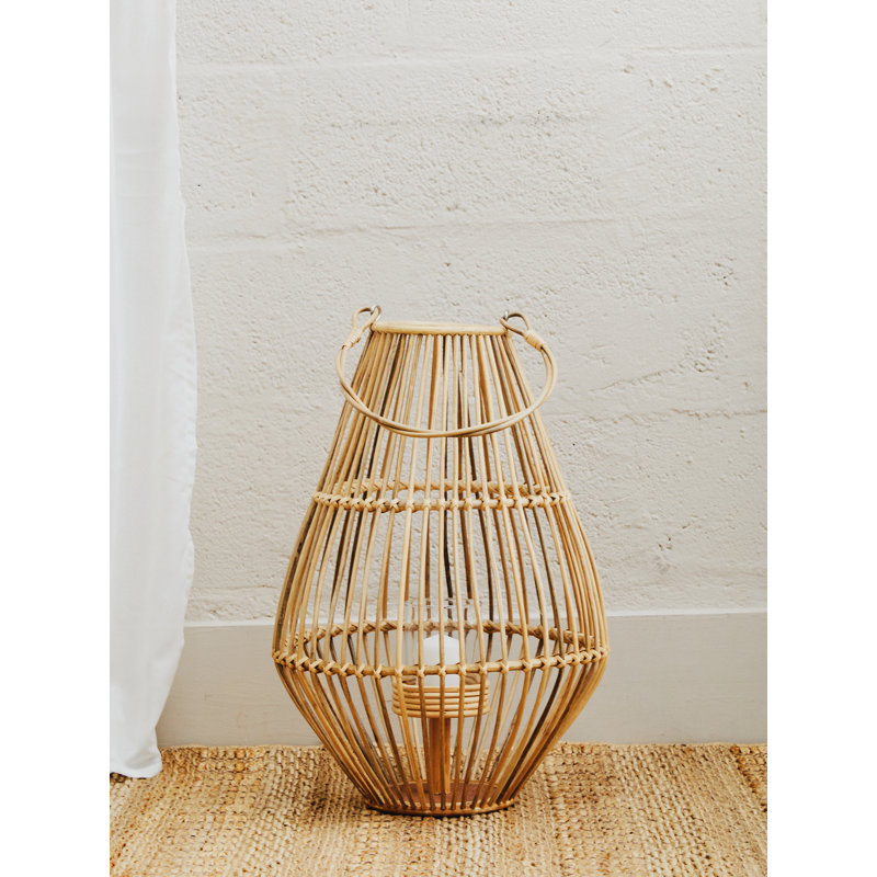 Bourbeau Wicker Tabletop Lantern, Natural