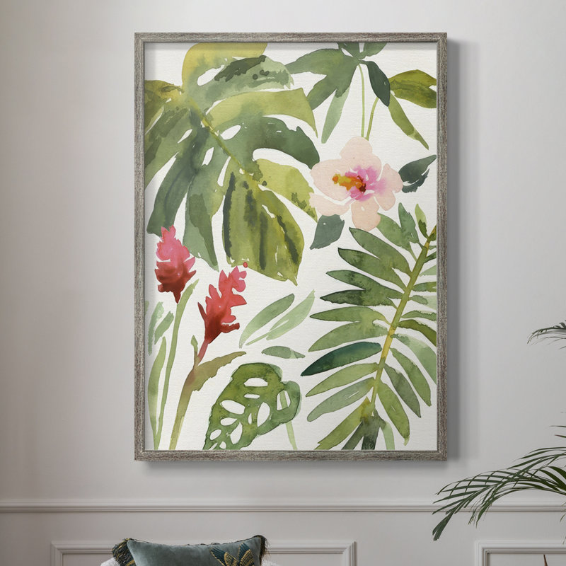 Tropical Farrago I, reproduction encadrée - bois massif, H 11 po x l 9 po