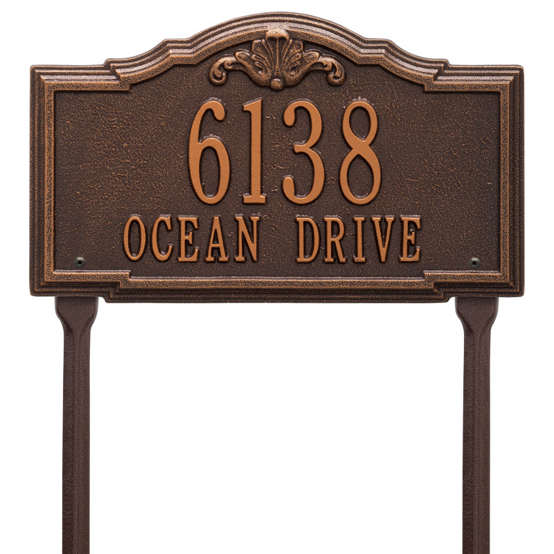 Gatewood Personalized Standard 2-Line Lawn Address Sign, Yes, Antique Copper