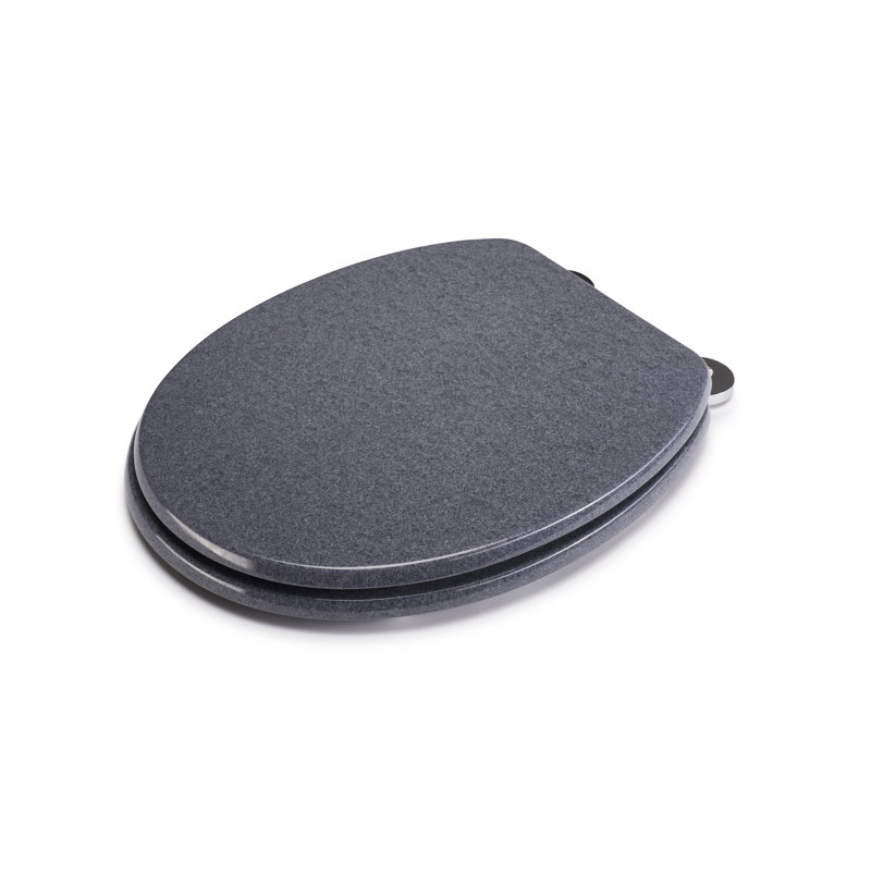 Dorney Flexi-Fix Wooden Toilet Seat - Adjustable Hinges with Top & Bottom Fixings Included and Rust Free Chrome Plated Hinge Covers, Antibacterial Treated Surface (Sandstone Effect)