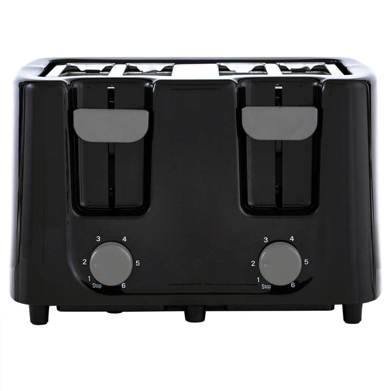 Black Stainless Steel 4-Slice Digital Toaster with Wide Slots