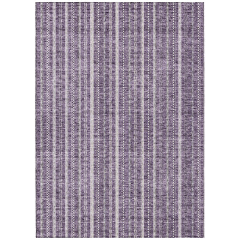 Tapis intérieur lavable rayé mauve et ivoire 8 pi x 10 pi