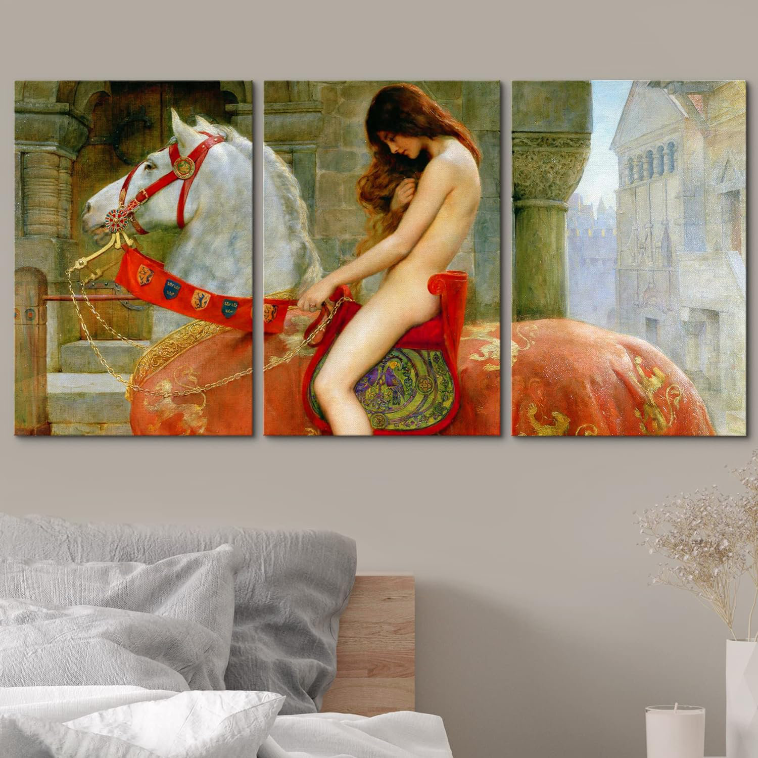 IDEA4WALL Lady Godiva On Canvas 3 Pieces by John Collier Print Vintage Nude  Wall Art | Wayfair