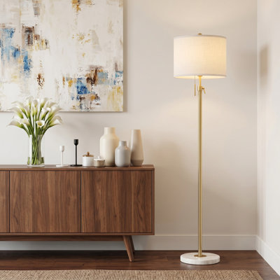 65" Modern Adjustable Gold Floor Lamp, 3-Way Dimmable with Marble Base