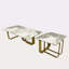 Ensemble de tables basses modernes Modern avec plateau en pierre frittée, structure en métal doré, pour chambre à coucher, salon