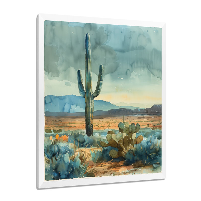 Cactus vert et gris, désert, rêve I - art mural floral cactus, H 20 po x l 12 po x P 1 po