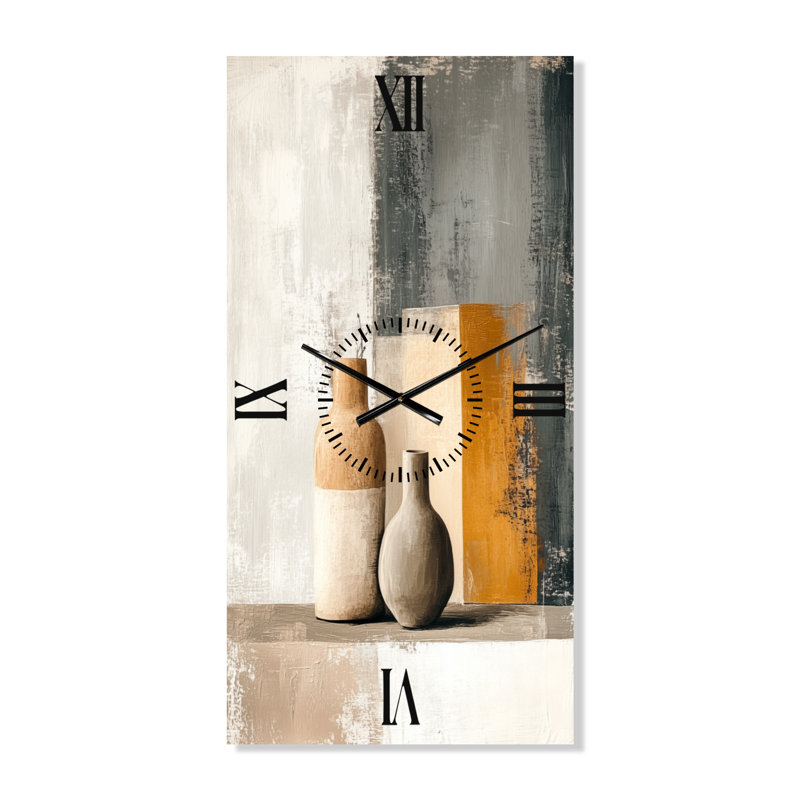 Horloge murale minimaliste en métal, silencieuse, imprimée sur métal, style céramique moderne I