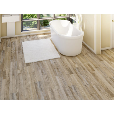 Carreaux de sol en vinyle Capitola SPC - 4 mm x 7 po x 48 po avec couche d'usure de 20 mil et planches de sol en EVA à verrouillage par clic I4F, onyx argenté