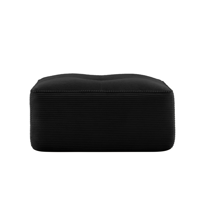 Corduroy Compression Ottoman For Living Room – Footrest, Spare Seat & Decorative Accent, Black