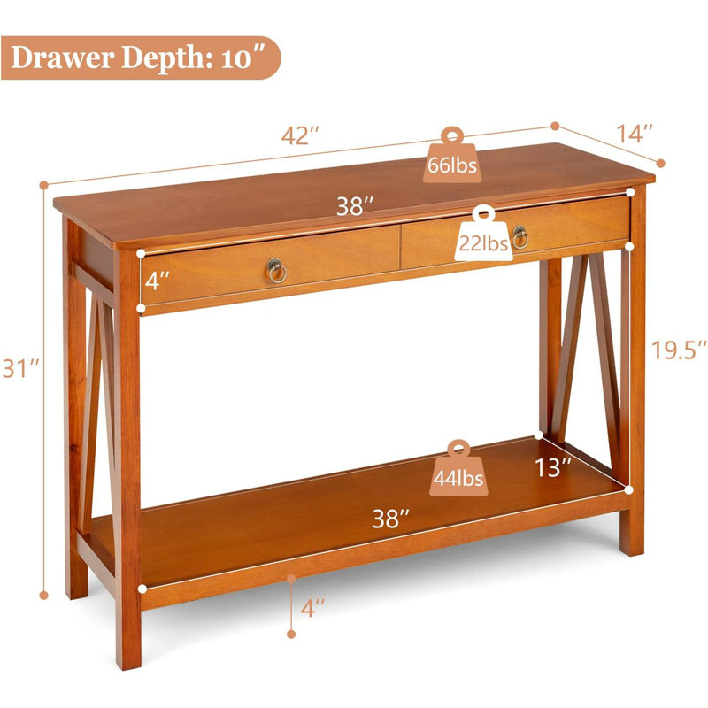 Danilo 42'' Console Table, Caramel