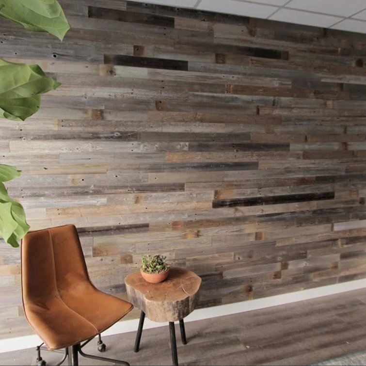 3 x 24 Reclaimed Solid Wood Wall Paneling in Brown Smart Paneling
