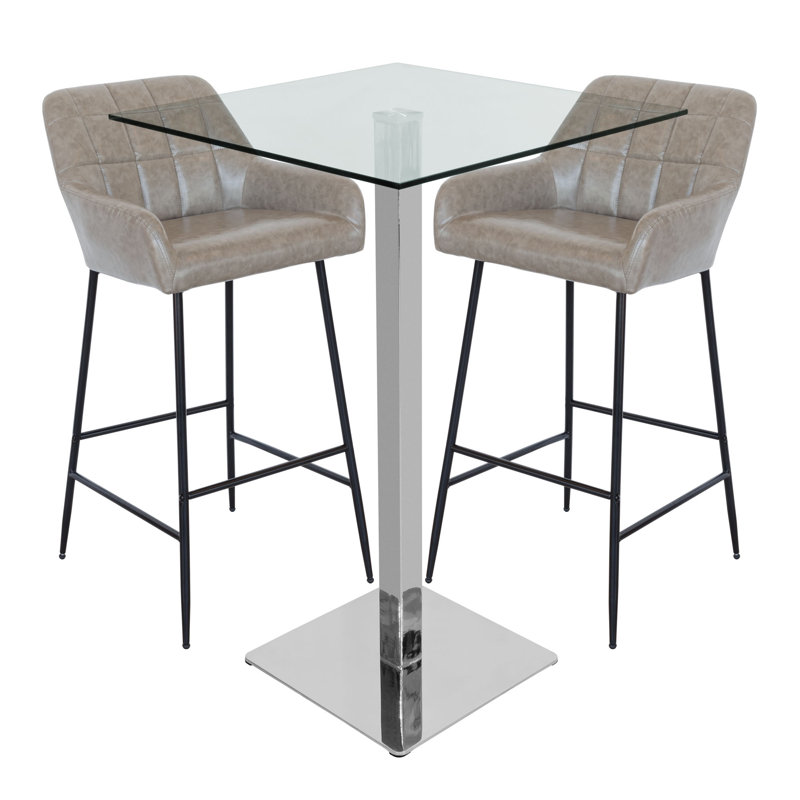 Polito Glass Dining Set, Taupe