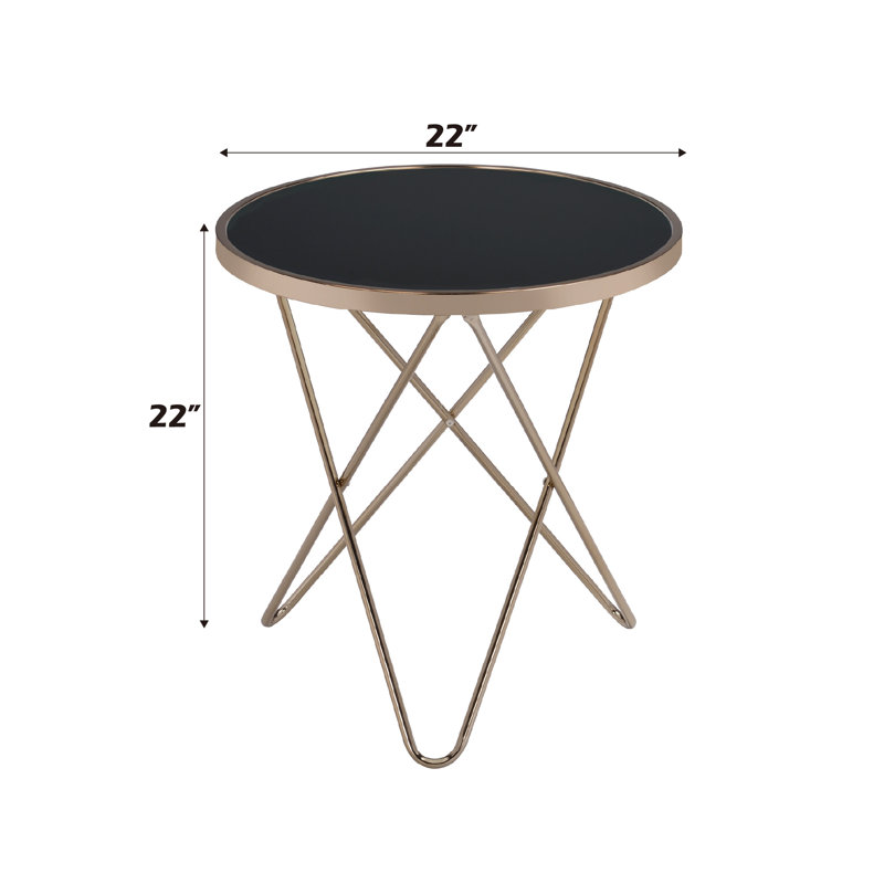 Glass Top Round Table, Black