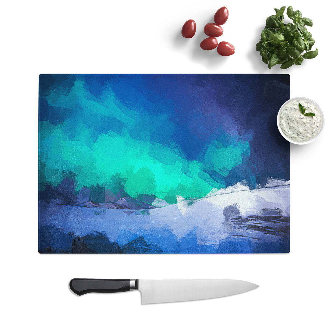 Tempered Glass Aurora Borealis in Iceland Chopping Board
