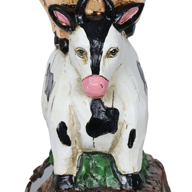 Solar Stacked Farm Animals Resin Garden Statue with LED Light
