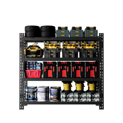 Unité de rangement robuste à 4 tablettes en métal d'une capacité de 4 000 lb pour une capacité de H 63 po x l 67 po x P 23,7 po - noir