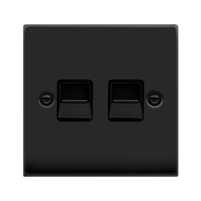 Matt Black Master Telephone Twin Socket
