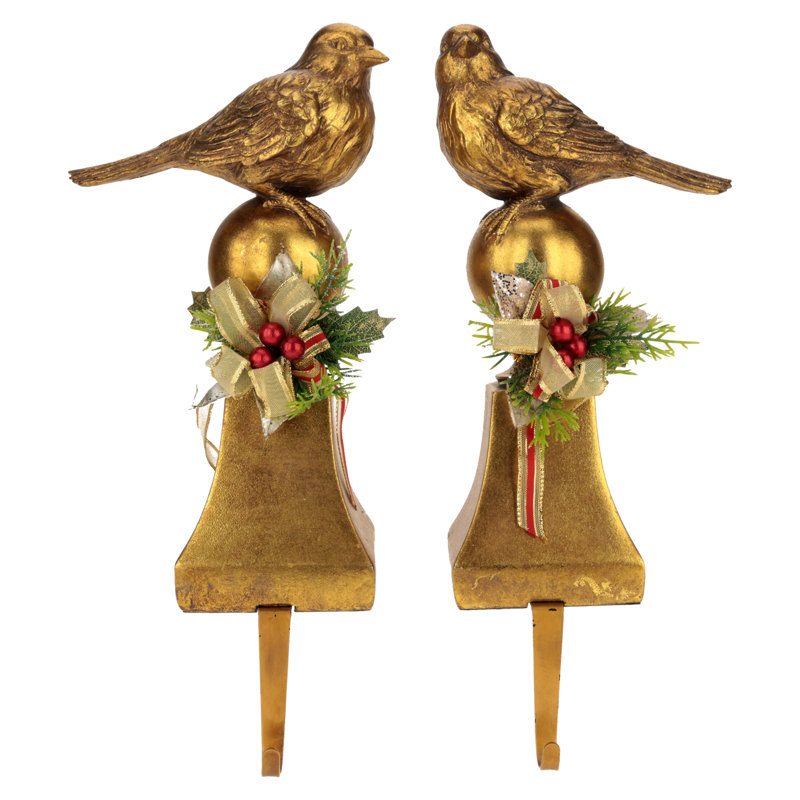 Christmas Trimmed Bird Stocking Holder - 16 Inches Set Of 2