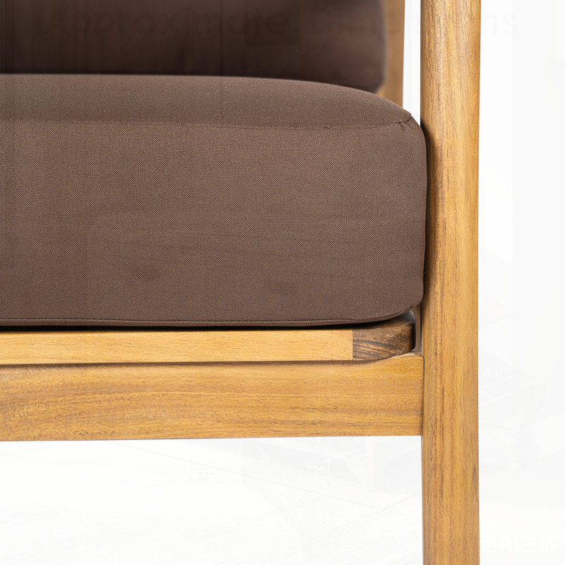Élégant fauteuil club d'extérieur avec structure en bois d'acacia, dossier en corde et coussins hydrofuges pour patio / cour arrière / terrasse