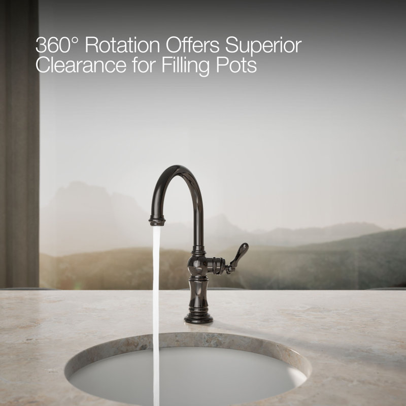 Artifacts® Single-Hole Bar Faucet with Supply Lines, Titanium